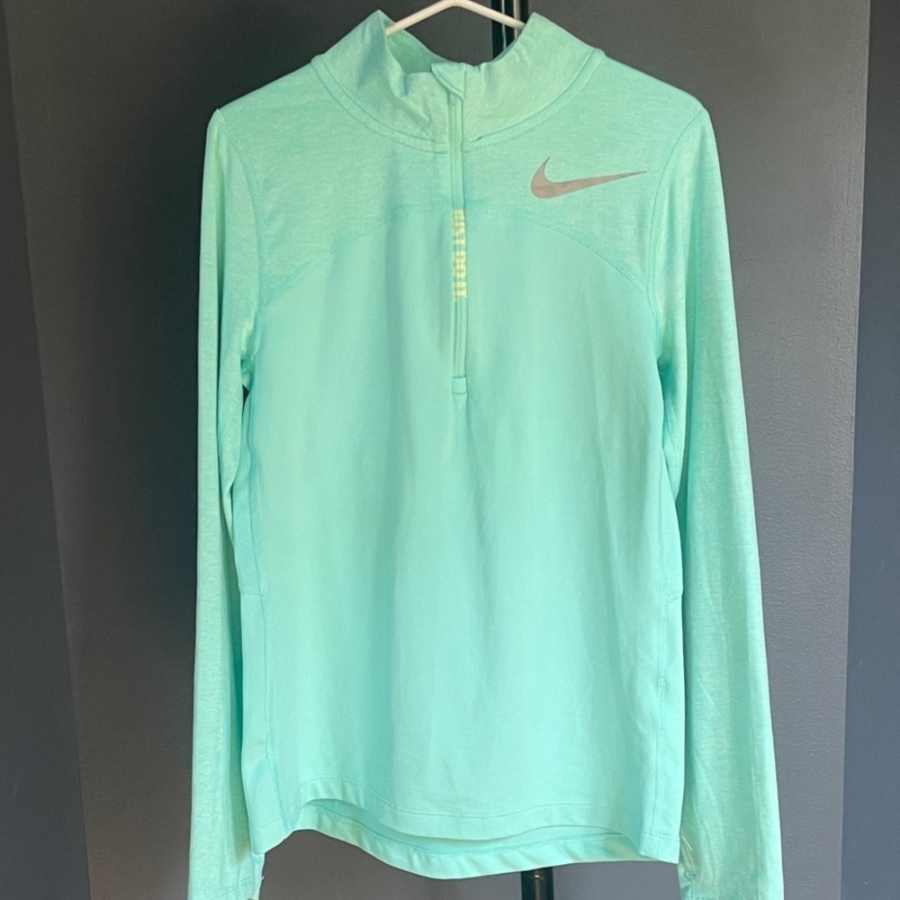 Nike Girl's Dri-Fit 1/2 Zip Long Sleeve Athletic Top Aqua Medium